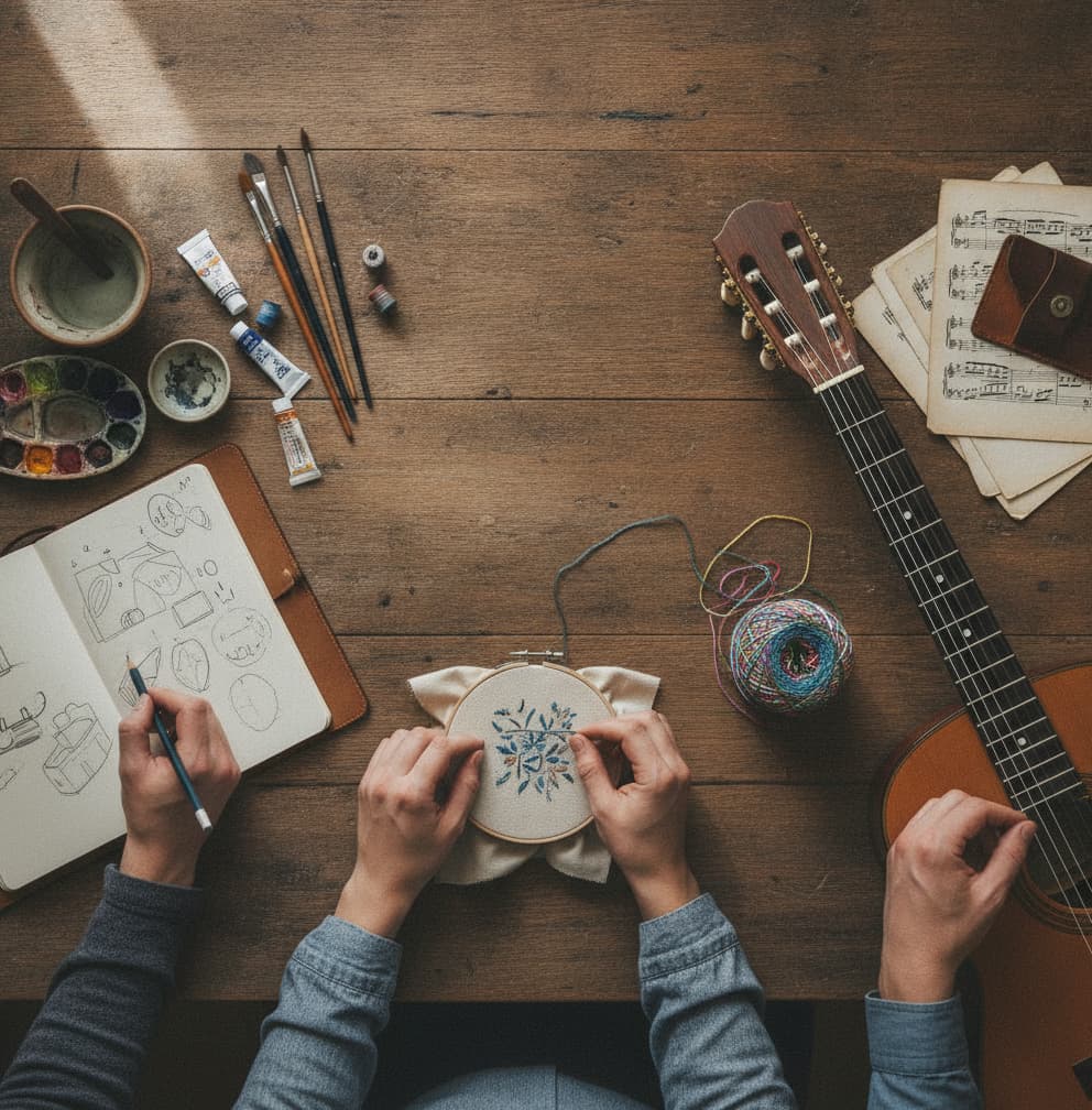 Bukuge staff member preparing materials for a hobby session in Kraków